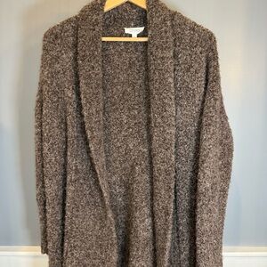 Haven Well Within Soft Merino Wool Open Front Cardigan Brown Textured Medium